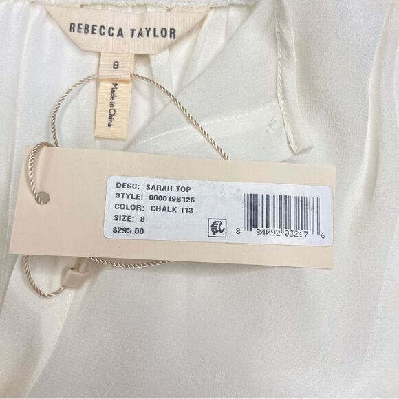 Rebecca Taylor Silk Henley Lace Panel Sarah Top Size 8 - Picture 9 of 11